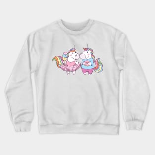 Unicorns in Love with Donut and Ice cream Crewneck Sweatshirt